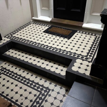 Winckelmans_tiles_octagon_&_dot_white_black_A1_border_steptread_Tile_Trends_NZ